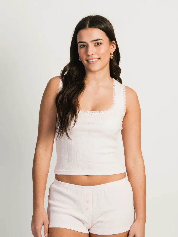 HARLOW ERYN TANK TOP - BABY PINK peekaboo tank top