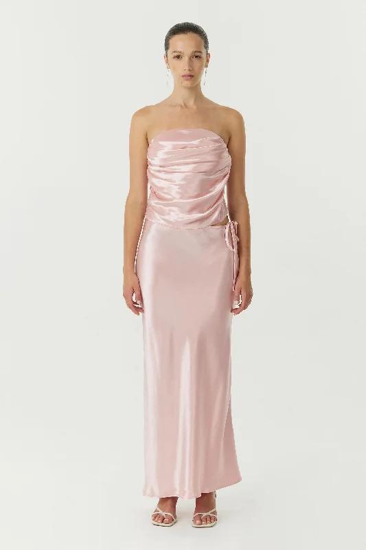 Third Form Satin Bias Tie Side Skirt - Fairy Floss silk skirt luxurious