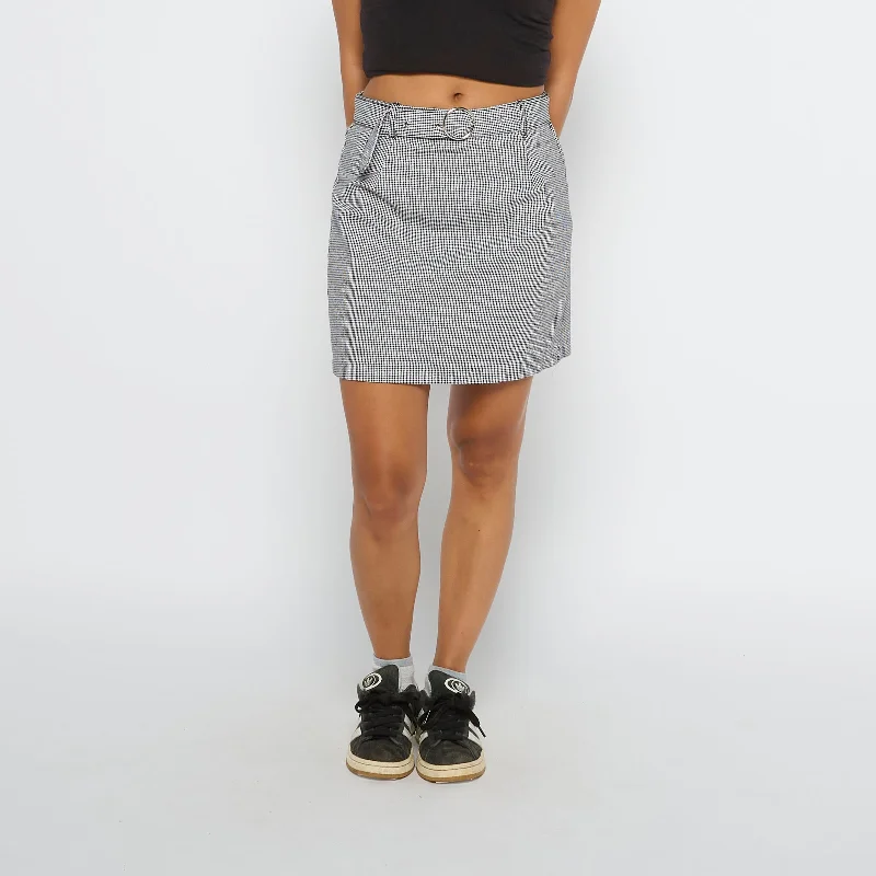 Wool Mix Circle Buckle Belt Short Skirt - UK 10 tiered skirt playful