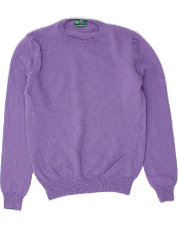 BENETTON Womens Crew Neck Jumper Sweater UK 8 Small Purple Knit Fabric Woven Fabric Fleece Fabric BENETTON Womens Crew Neck Jumper Sweater UK 8 Small Purple Knit Fabric Woven Fabric Fleece Fabric