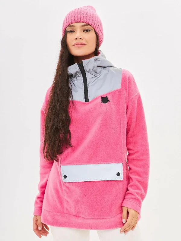 Pink Fleece hoodie CATRAIN Hoodie with Fur Luxurious Winter