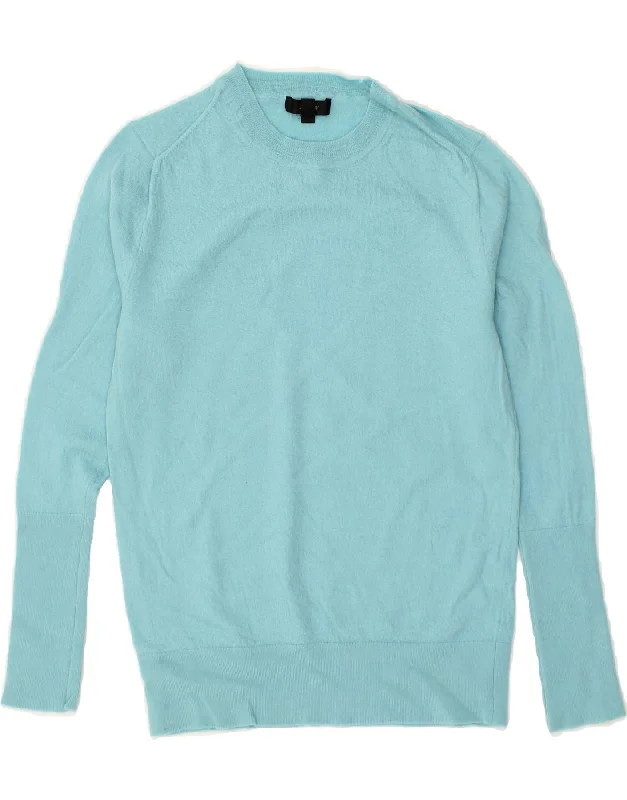 J. CREW Womens Crew Neck Jumper Sweater UK 10 Small Turquoise Stretchy Elastic Breathable