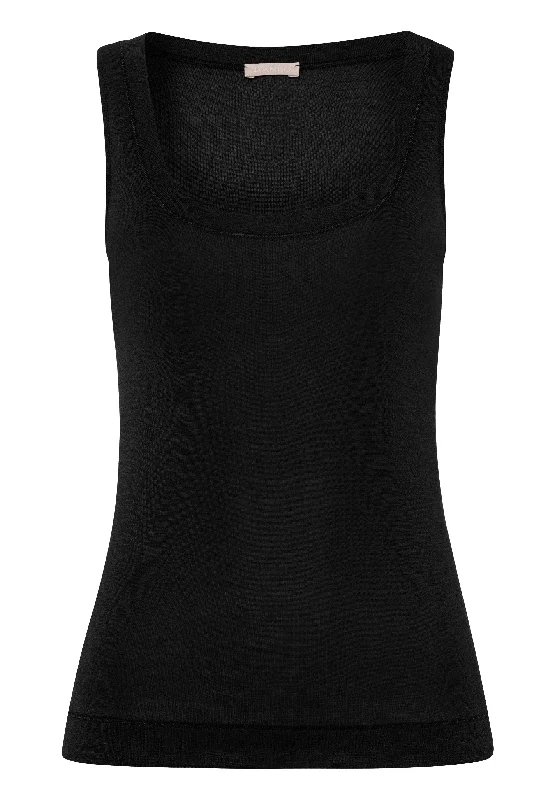 Silk/Cashmere Silk And Cashmere Scoop Neck Tank Top | Black 71653-019 one shoulder tank