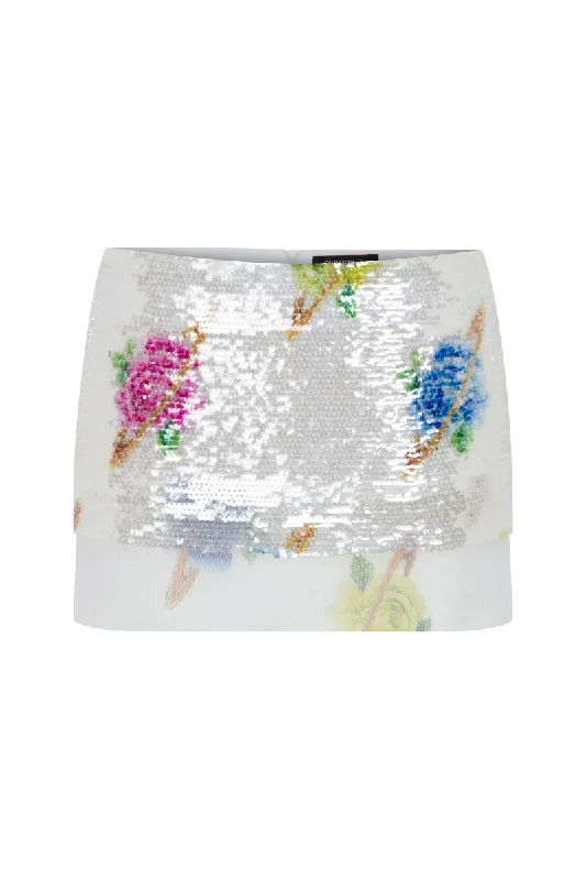 FLORAL PRINT LOW RISE MINI SKIRT modal blend skirt