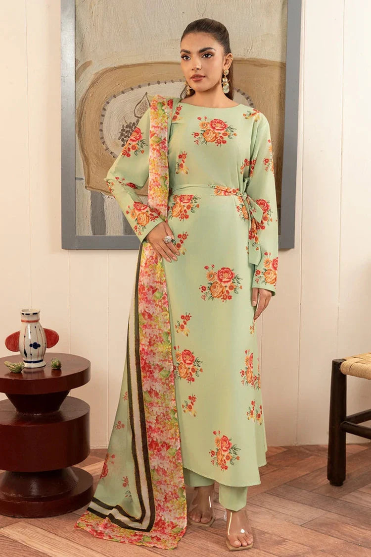 Stitch Vibes - Basic Wear Pret - 3 PC - Olive Floral Dress Tunics Luxurious high-end Stitch Vibes - Basic Wear Pret - 3 PC - Olive Floral Dress Tunics Luxurious high-end