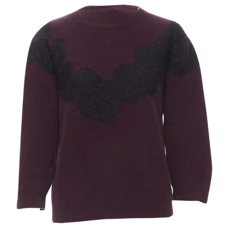 Valentino Garavani virgin wool cashmere lace applique sweater Long Sweater Short Sweater Cropped Sweater