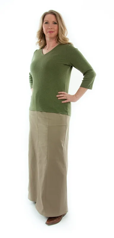 Long Corneado Skirt / Ladies denim skirt durable