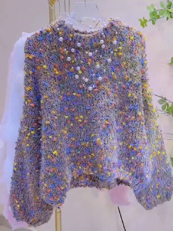 Playful Pops Multicolored Chunky Knit Sweater Nylon Fabric Polyester Fabric Spandex Fabric Playful Pops Multicolored Chunky Knit Sweater Nylon Fabric Polyester Fabric Spandex Fabric