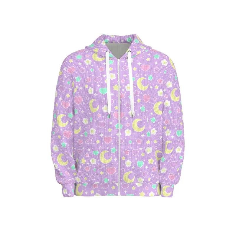 Magical Spring All-Over Print Unisex Zip Hoodie Sweatshirt (Purple) Hoodie with Velcro Closure Adjustable Secure