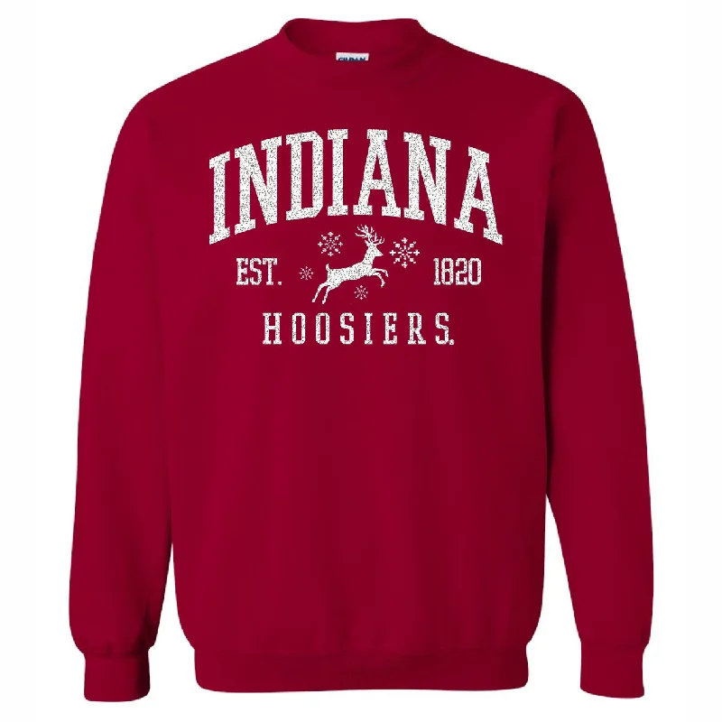 Indiana Christmas Sweater Red Sweatshirt Hoodie with Zipper Placket Modern Functional