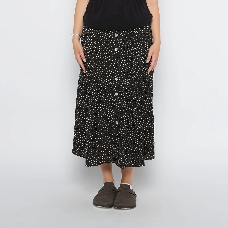 Spot  Button Through Midi Skirt - UK 8 chiffon skirt airy