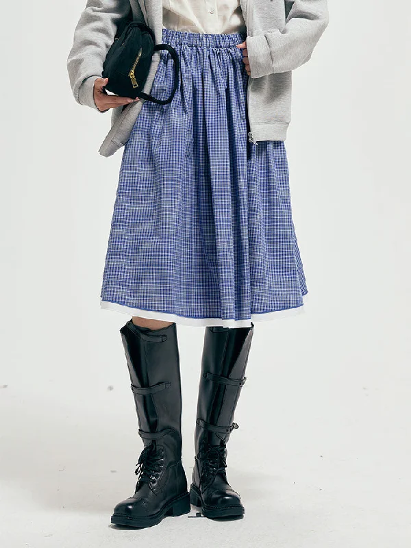 Plaid patchwork skirt pleated skirt texture
