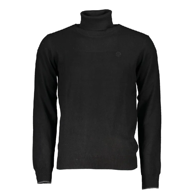 Black Polyamide Men Sweater Iron Safe Non-Iron Wrinkle Free