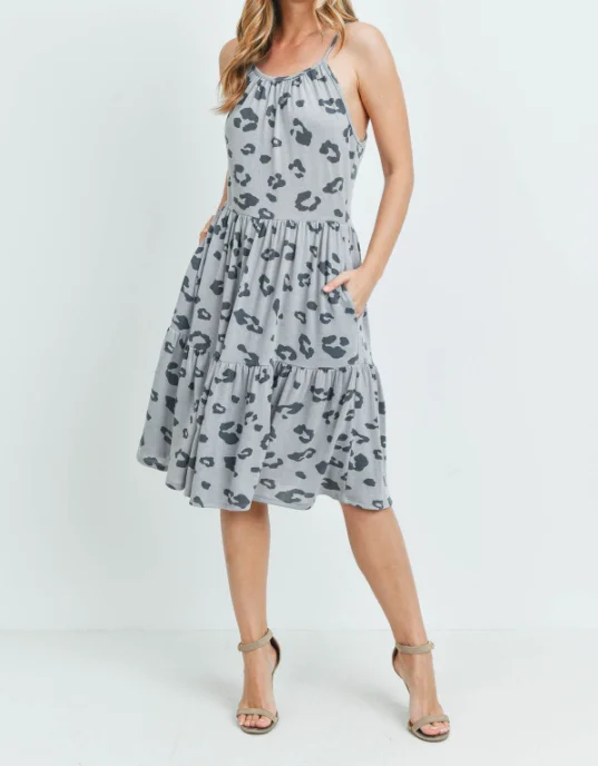 Cool Steel Dress with Pockets Maxi Flowy Bohemian