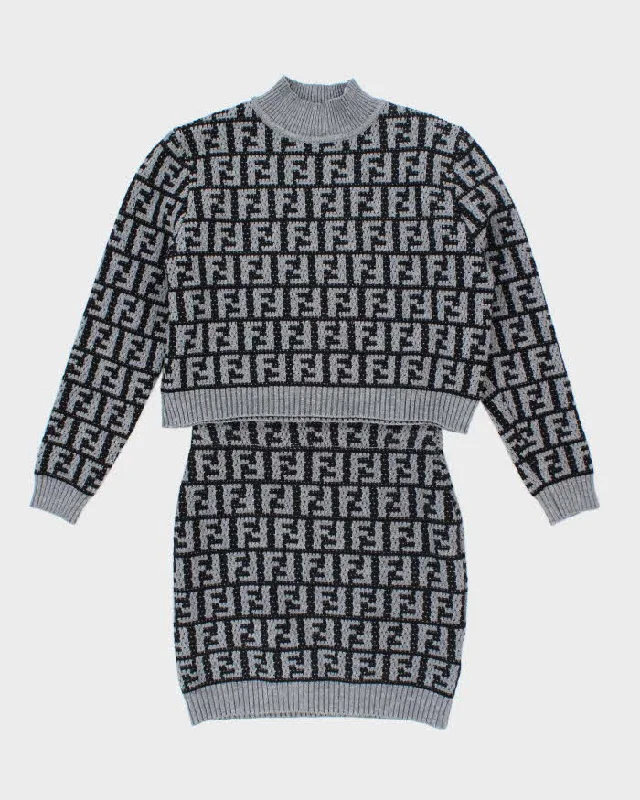 Fendi Monogram Knitted Jumper & Skirt Two Piece - S lace skirt elegant