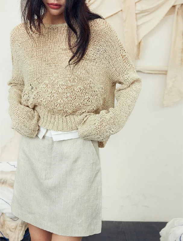 Linen patchwork skirt asymmetrical skirt cut