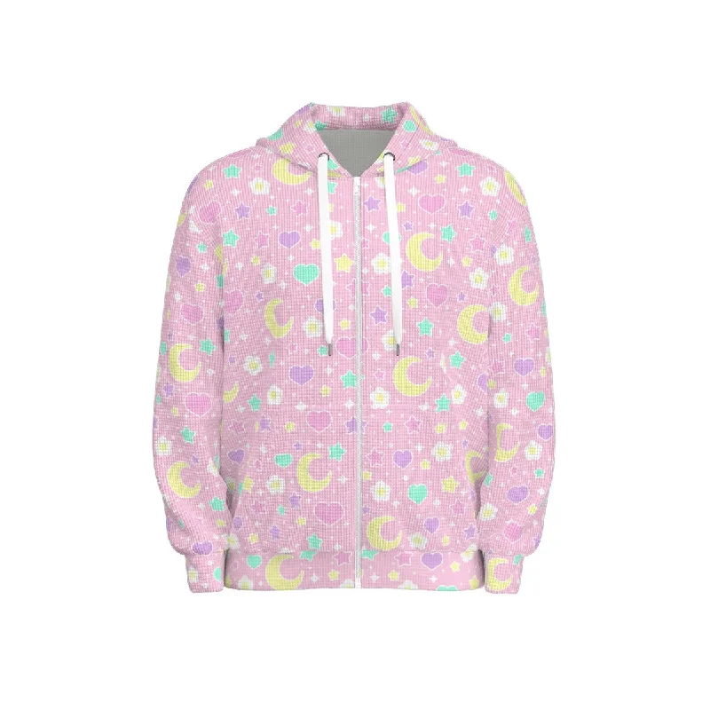 Magical Spring All-Over Print Unisex Zip Hoodie Sweatshirt (Pink) Hoodie with Snap Buttons Easy Quick