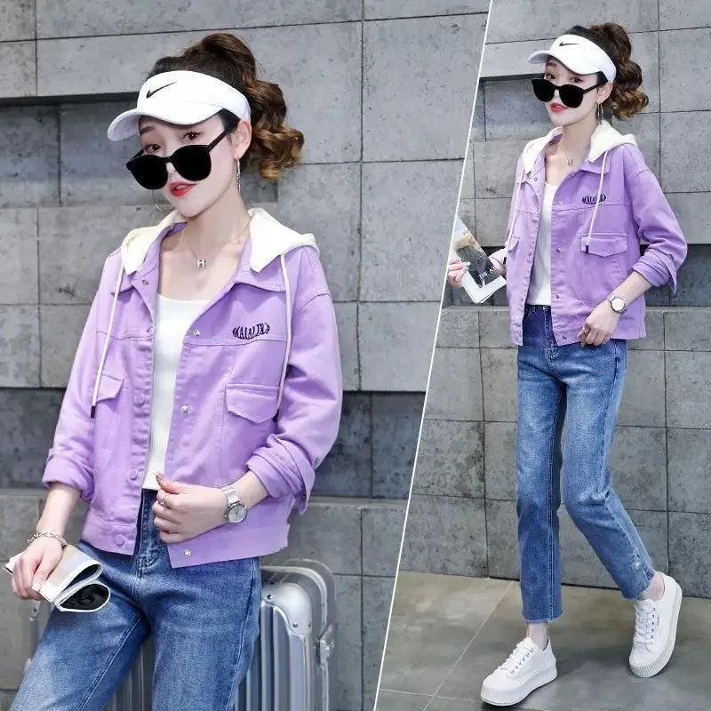 Women's Spring Autumn Denim Jacket 2024 New Casual Petite Stylish Top Clothing Hooded Cropped Jacket For Fashion Corduroy Jacket Velvet Jacket Brocade Jacket Women's Spring Autumn Denim Jacket 2024 New Casual Petite Stylish Top Clothing Hooded Cropped Jacket For Fashion Corduroy Jacket Velvet Jacket Brocade Jacket
