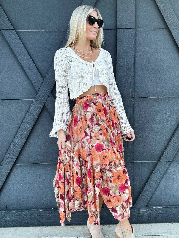 Floral Printed Mesh Ballerina Skirt In Khaki Olive leather skirt sleek