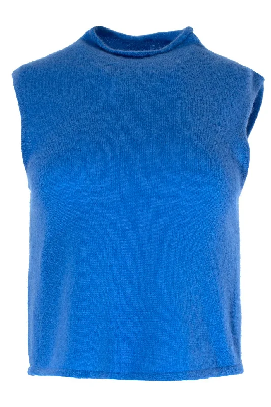 Airy Cashmere Silk Roll Neck Tank off shoulder tank