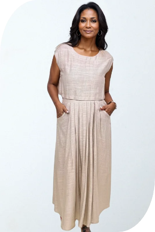 Airy Linen Pleated Maxi Skirt velvet skirt glossy