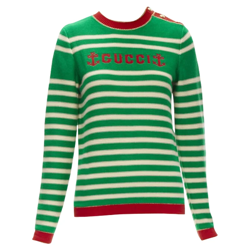 Gucci sailor intarsia embroidery striped sweater Ribbed Striped Patterned