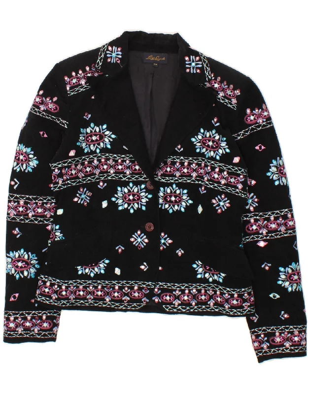 LUISA SPAGNOLI Womens Corduroy 2 Button Blazer Jacket IT 44 Medium Black Snapped Jacket Toggled Jacket Drawstring Jacket LUISA SPAGNOLI Womens Corduroy 2 Button Blazer Jacket IT 44 Medium Black Snapped Jacket Toggled Jacket Drawstring Jacket