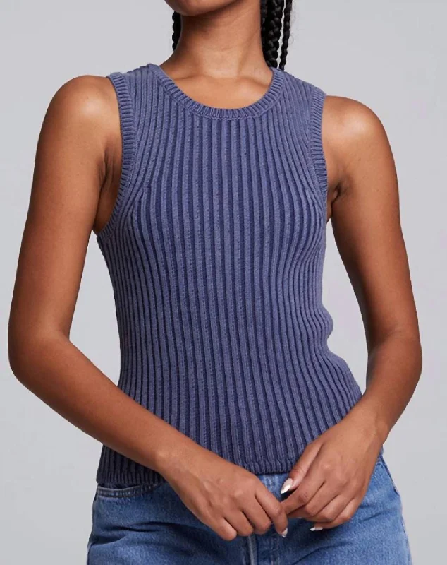 Carnaby Tank Top In Washed Indigo flirty tank top