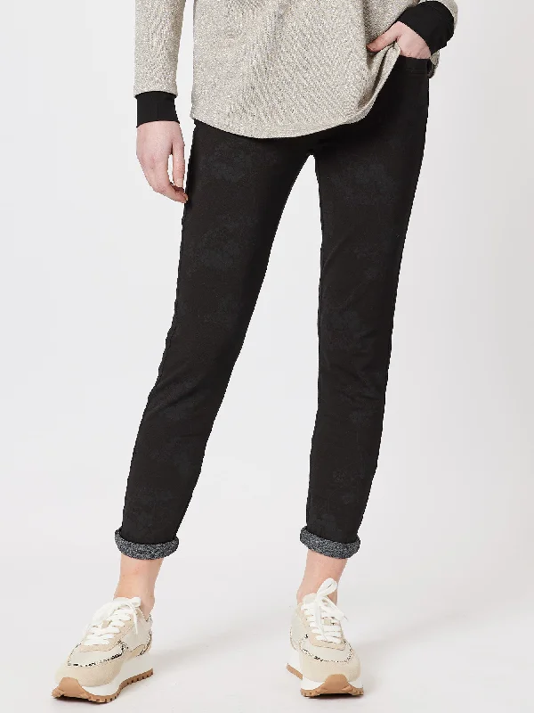 Blossom Ponti Pull On Pant - Black Elegant Wool Trousers