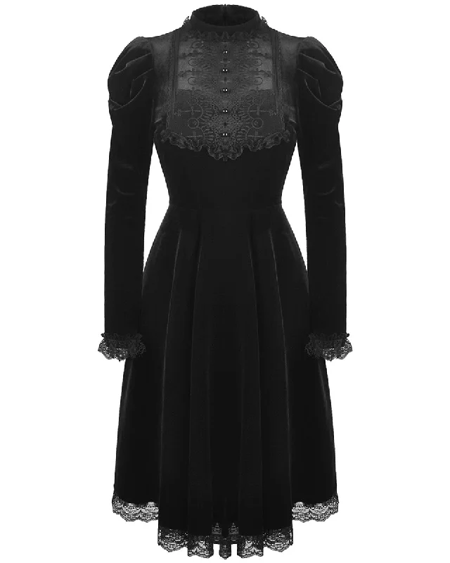 Dark In Love Evangeline Victorian Gothic Velvet Dress Cowl Neckline Elegant