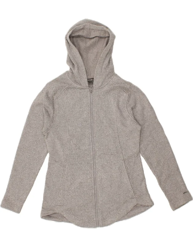 EDDIE BAUER Womens Zip Hoodie Sweater UK 14 Medium Grey Polyester Casual Formal Business