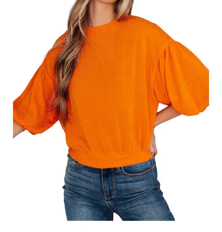 Subway Station Sweater In Orange Sequined Glittery Shiny