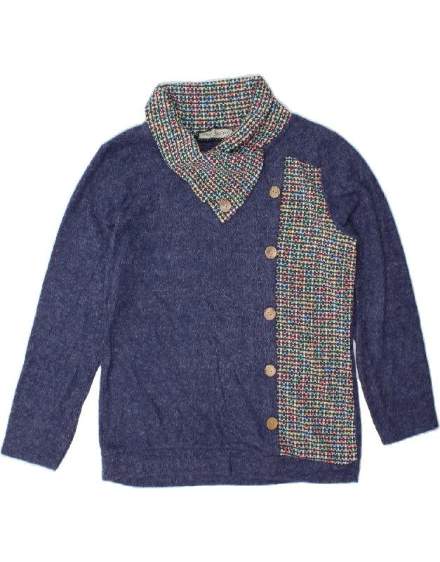 PACO BOUTIQUE Womens Shawl Neck Jumper Sweater UK 14 Large Navy Blue Check Sequined Glittery Shiny PACO BOUTIQUE Womens Shawl Neck Jumper Sweater UK 14 Large Navy Blue Check Sequined Glittery Shiny