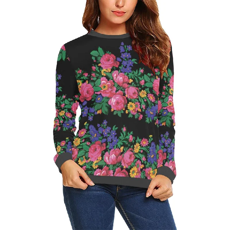 Kokum's Revenge-Black Crewneck Sweatshirt for Women Hoodie with Full-Zip Functional Layering Kokum's Revenge-Black Crewneck Sweatshirt for Women Hoodie with Full-Zip Functional Layering