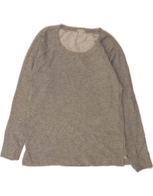 J. CREW Womens Sweatshirt Jumper UK 10 Small Grey Cotton Hoodie with Mesh Breathable Sporty