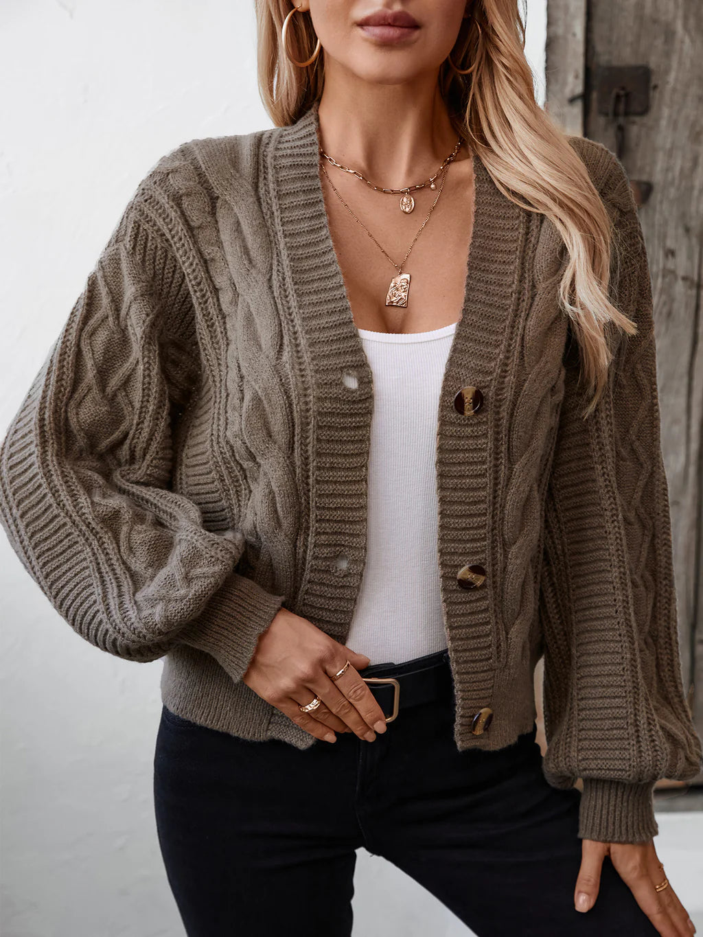 Vintage Twisted Loose Button Sweater Coat Hooded Sweater Collared Sweater Shawl Collar Vintage Twisted Loose Button Sweater Coat Hooded Sweater Collared Sweater Shawl Collar