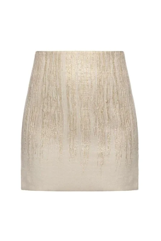 GOLD A-LINE MINI SKIRT chiffon skirt airy