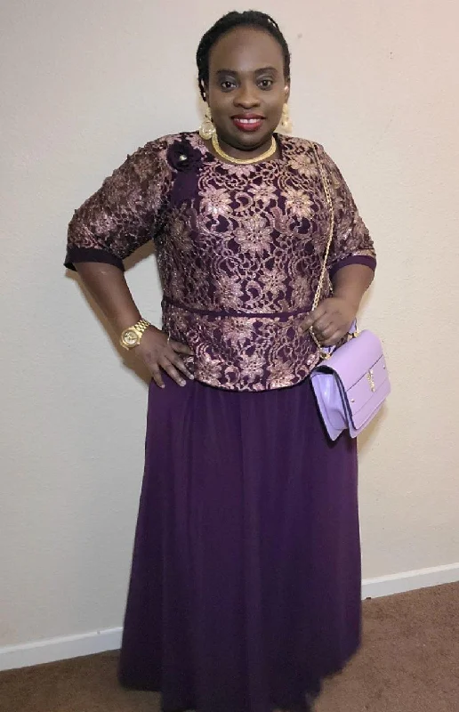 Big size classy purple dress Turtleneck Neckline Stylish