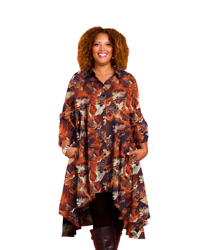 On The Plus Side 3/4 Sleeve Birdie Plus Size Tunic Dress with Pockets Tunics Occasion special