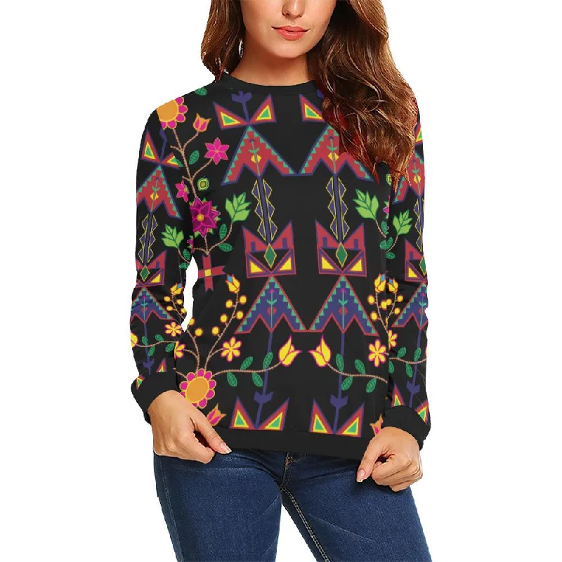 Geometric Floral Spring-Black Crewneck Sweatshirt for Women Hoodie with Tie-Dye Psychedelic Retro Geometric Floral Spring-Black Crewneck Sweatshirt for Women Hoodie with Tie-Dye Psychedelic Retro