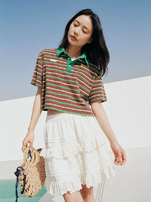 Lace patchwork mid-skirt wrap skirt elegant