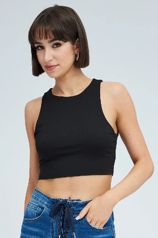 Black Tank Top Crew Neck Supersoft glitter tank top