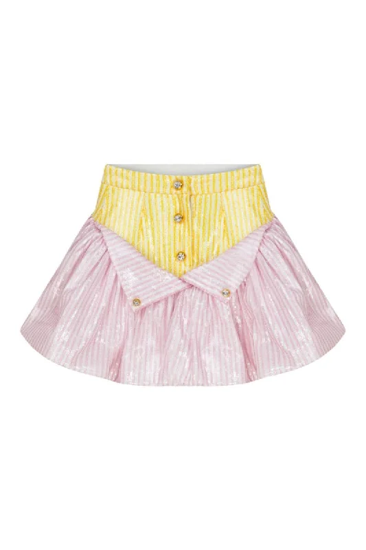 SEQUIN RUFFLE MINI SKIRT flowy skirt hem