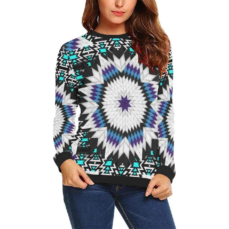 Cool Sky Star Crewneck Sweatshirt for Women Hoodie with Hem Ribbing Snug Secure