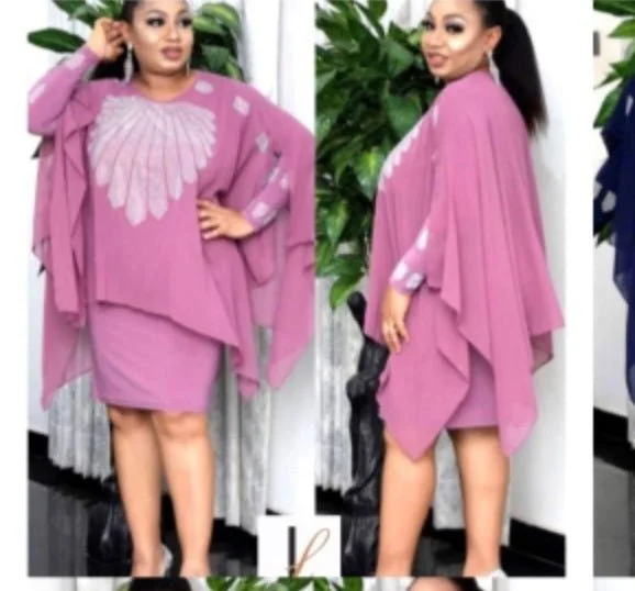 Beautiful 2pc dress with cape Tunics Silk luxurious