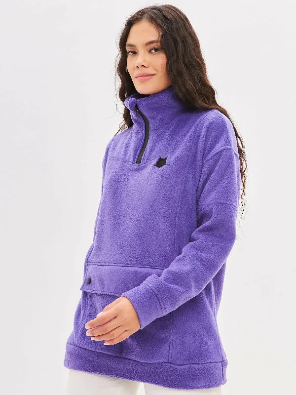 Purple Fleece sweatshirt CATFLEES Hoodie with Embroidery Detailed Premium