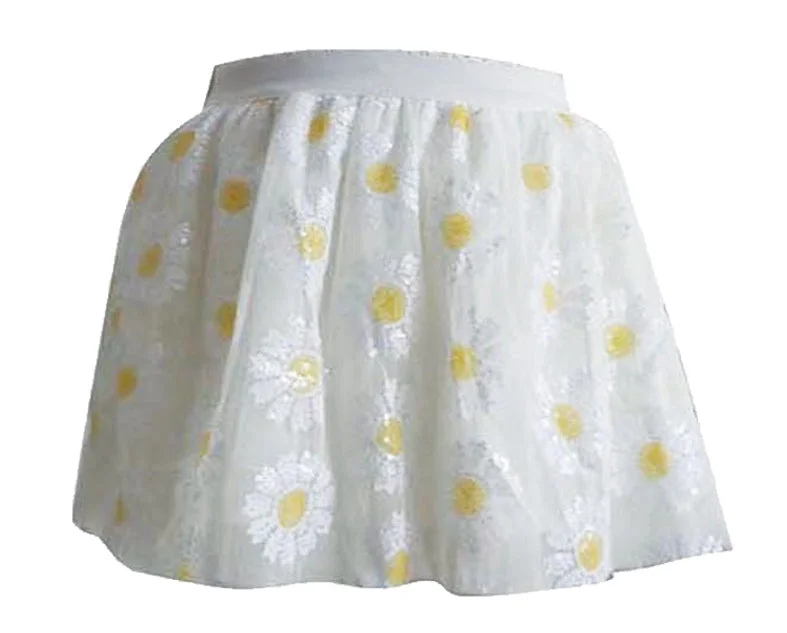 Little Girls Sequin Daisies Skirt corduroy skirt textured