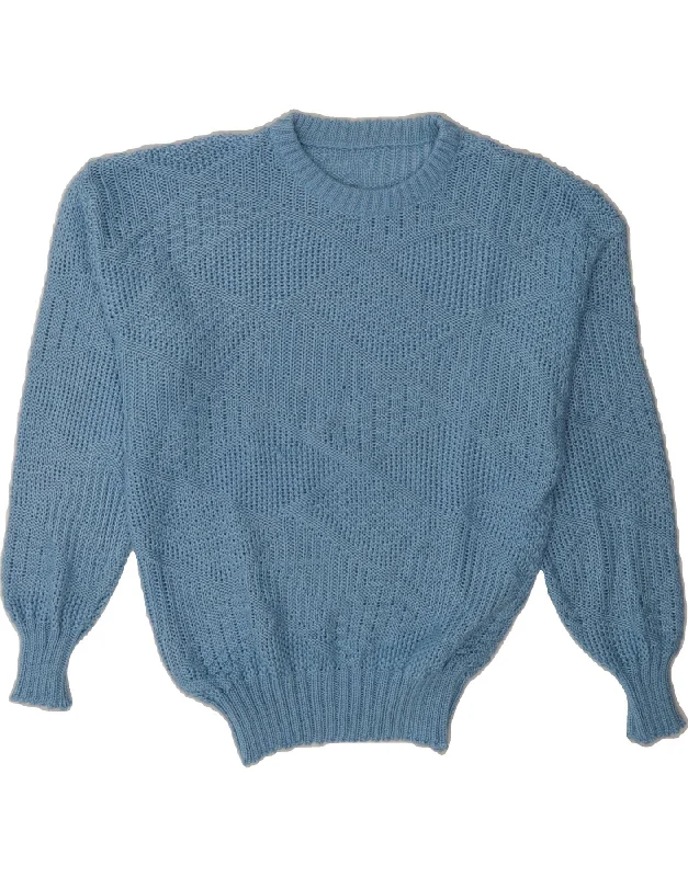 VINTAGE Womens Crew Neck Jumper Sweater UK 14 Large Blue Long Sweater Short Sweater Cropped Sweater VINTAGE Womens Crew Neck Jumper Sweater UK 14 Large Blue Long Sweater Short Sweater Cropped Sweater