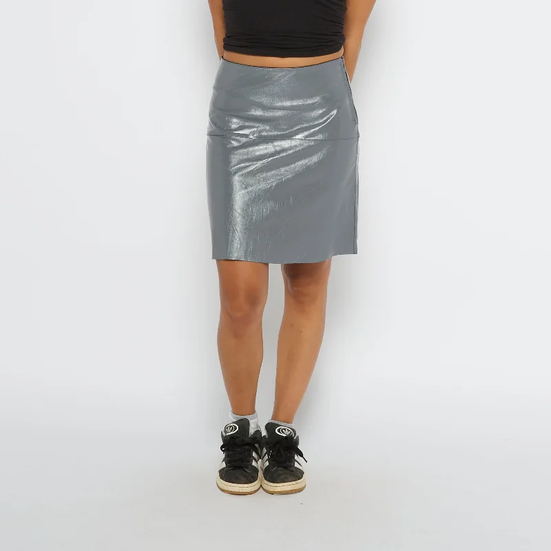 Vintage Leather Short Skirt - UK 10 belted skirt waist