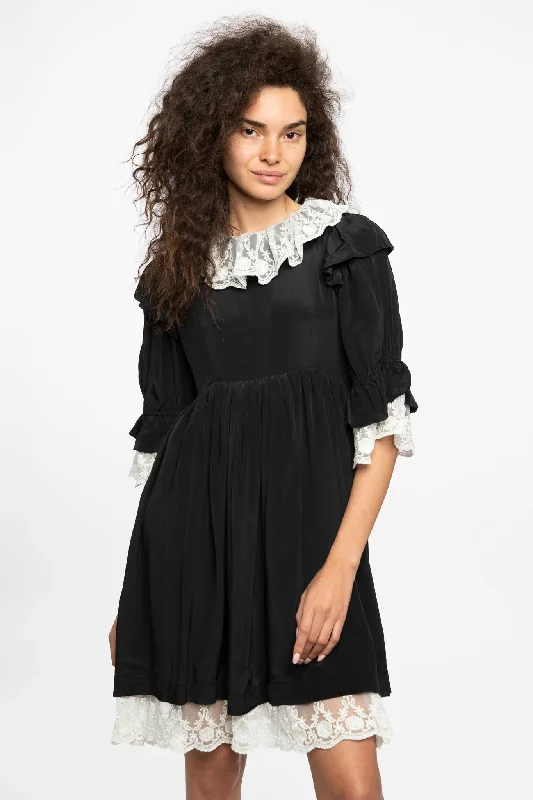 Chamomile Dress in Black Voile Tunics Fashionable chic